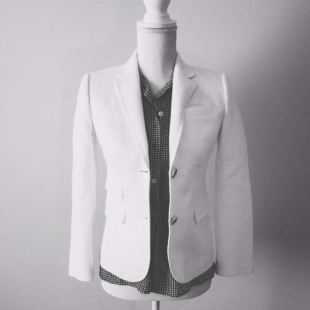 J. Crew Fancy White Brocade Jacket